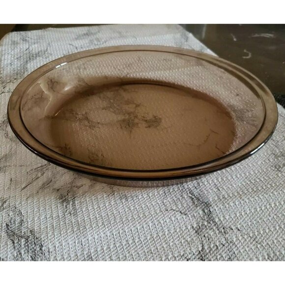 VINTAGE PYREX 9" amber #209 Brown D- 32 Pie Plate/Pan Ovenware USA - Picture 11 of 12